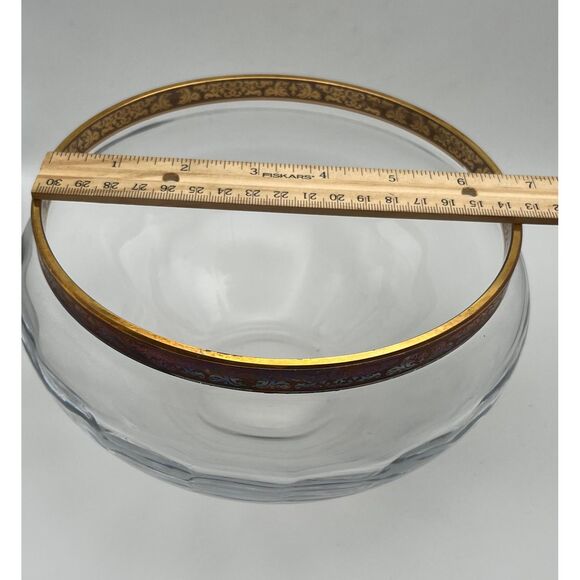 Vintage Lenox Autumn Crystal Bowl 24K Gold Encrusted Rim - Picture 4 of 5